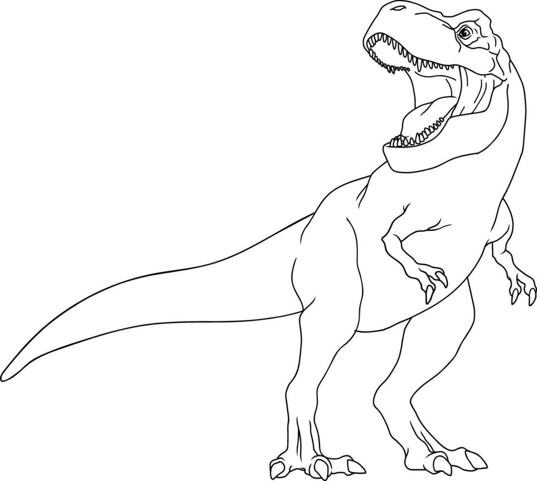 Outlined T-Rex Dinosaur Graphic Design. Vector Hand Drawn Illustration