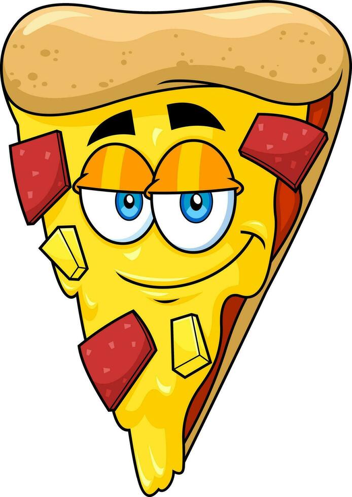 sonriente Pizza rebanada dibujos animados personaje. vector mano dibujado ilustración
