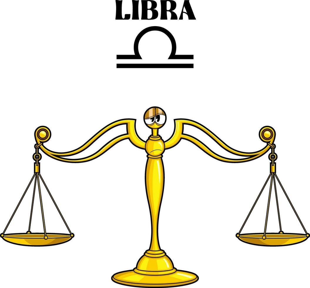 Libra dibujos animados personaje horóscopo zodíaco signo. vector mano dibujado ilustración