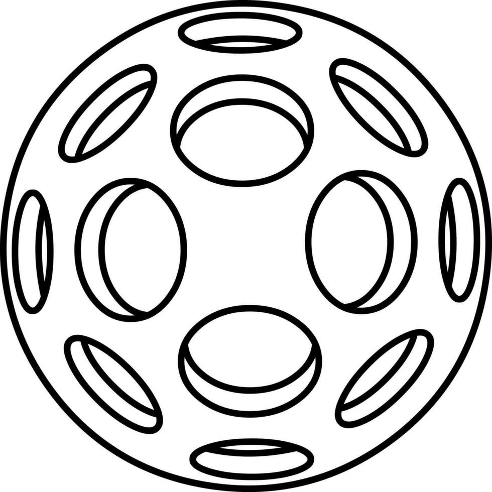 Outlined Cartoon Pickleball Ball. Vector Hand Drawn Illustration