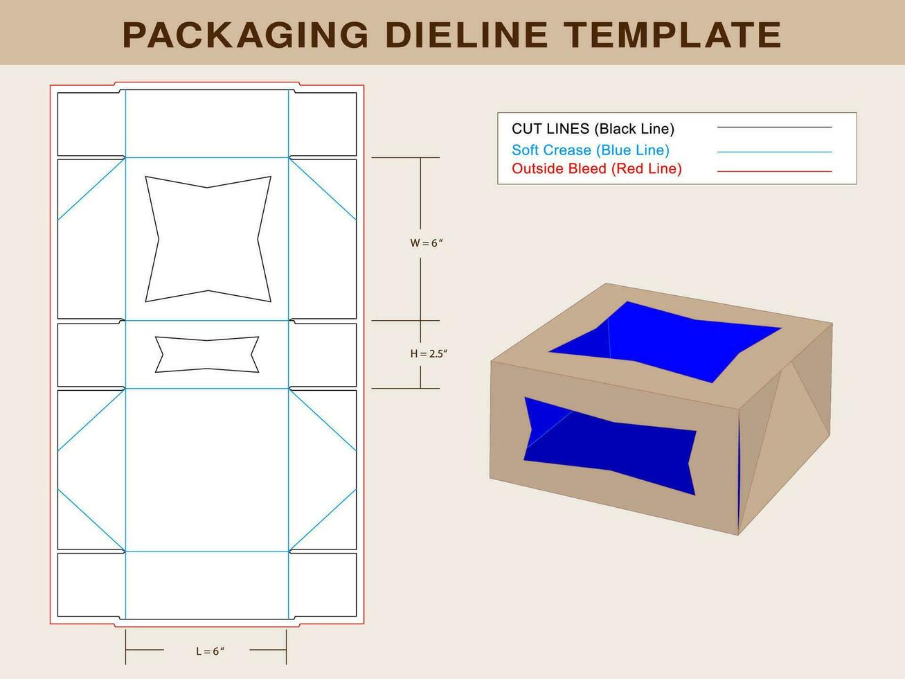 Pie Box, Dieline Template, Vector File and 3d box,
