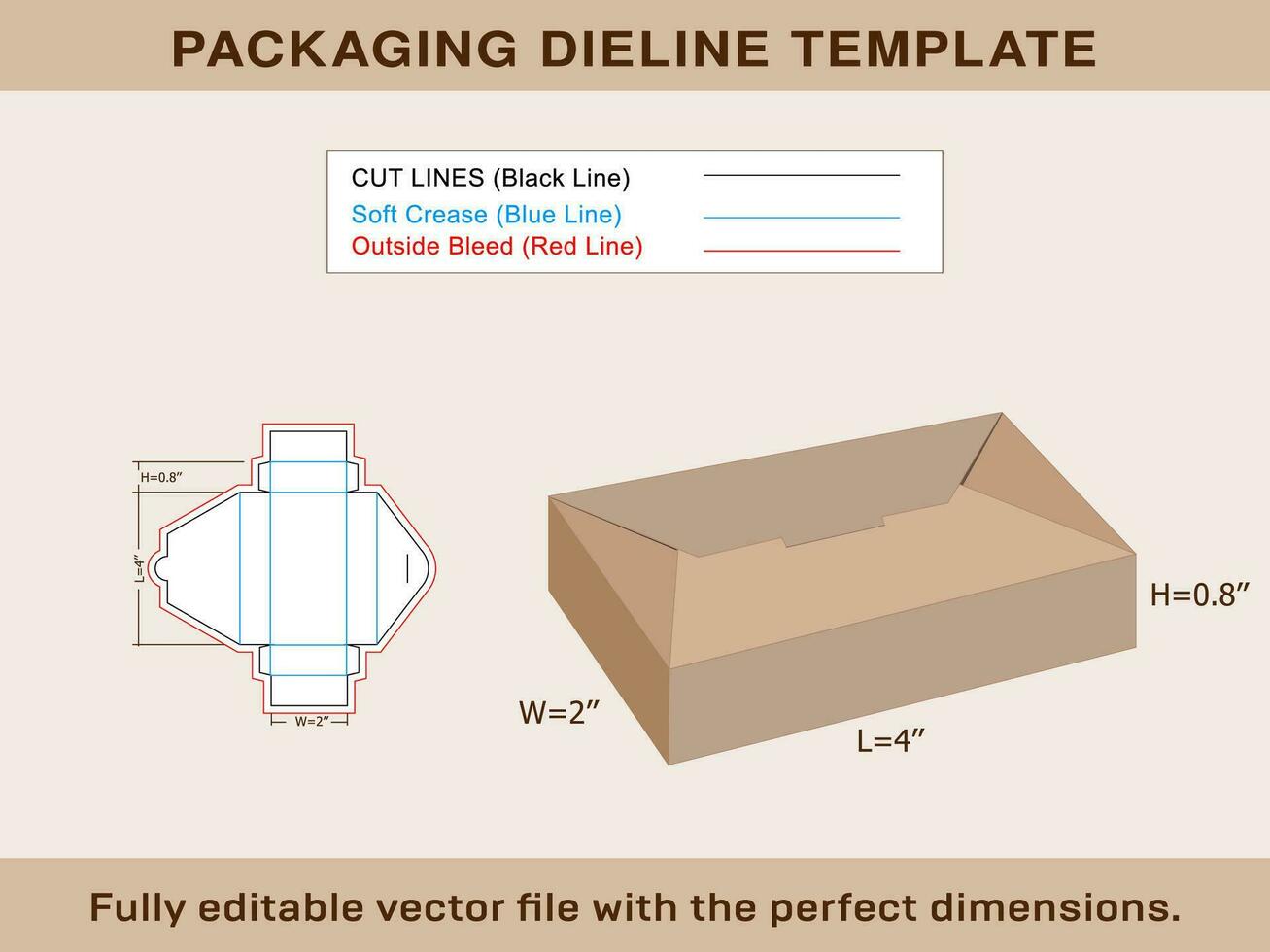 Rectangle Box, Storage Box, Packaging Box, Dieline Template vector