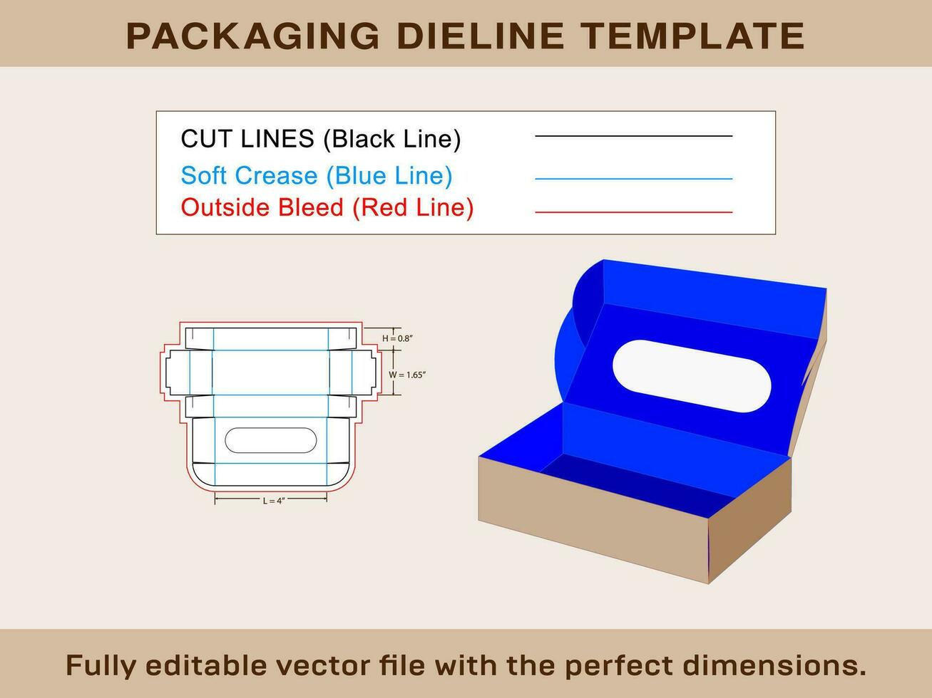 rectángulo caja con monitor dieline modelo y 3d caja vector