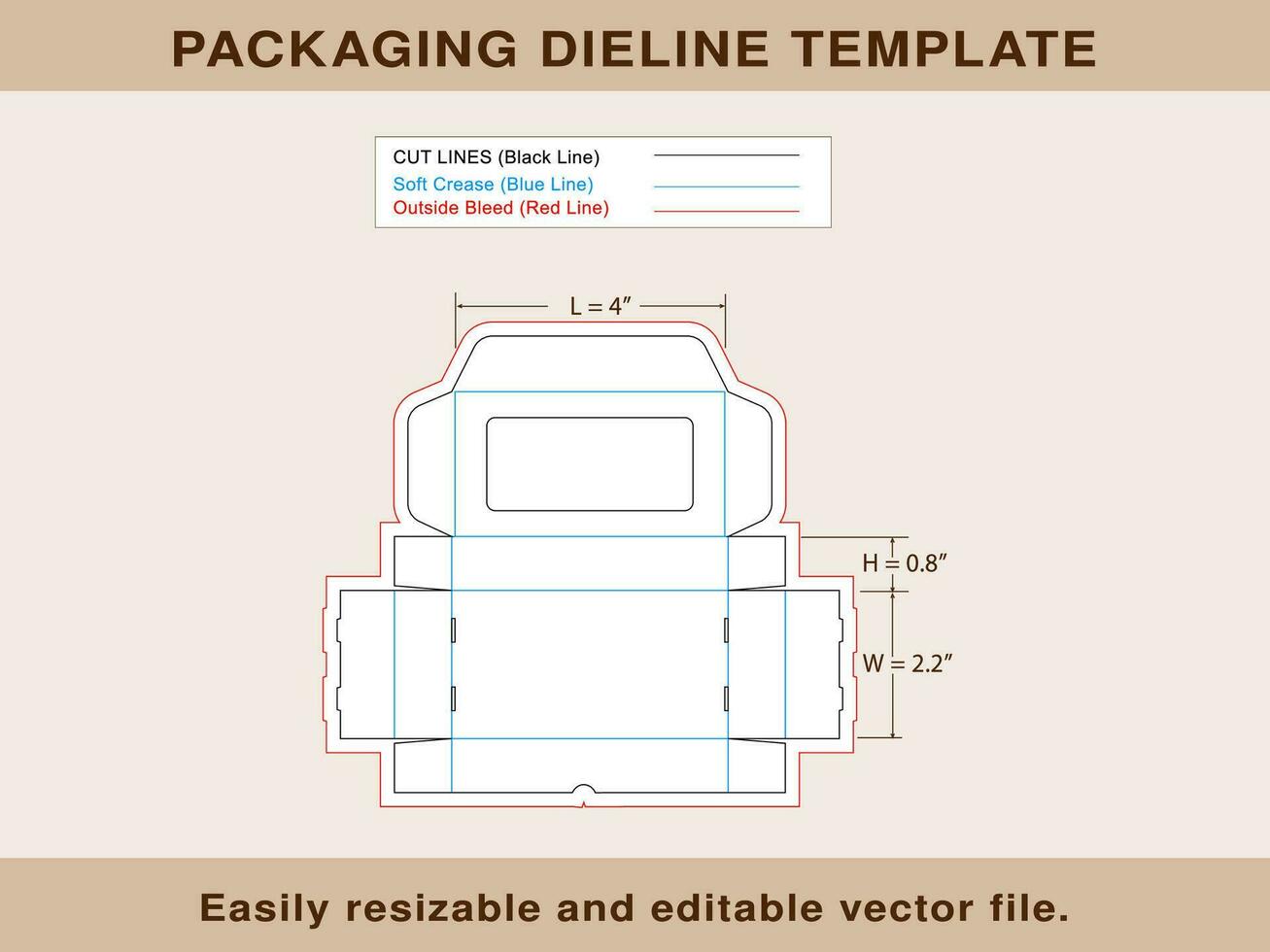 Rectangle Box, Gift Box, Dieline Template, vector