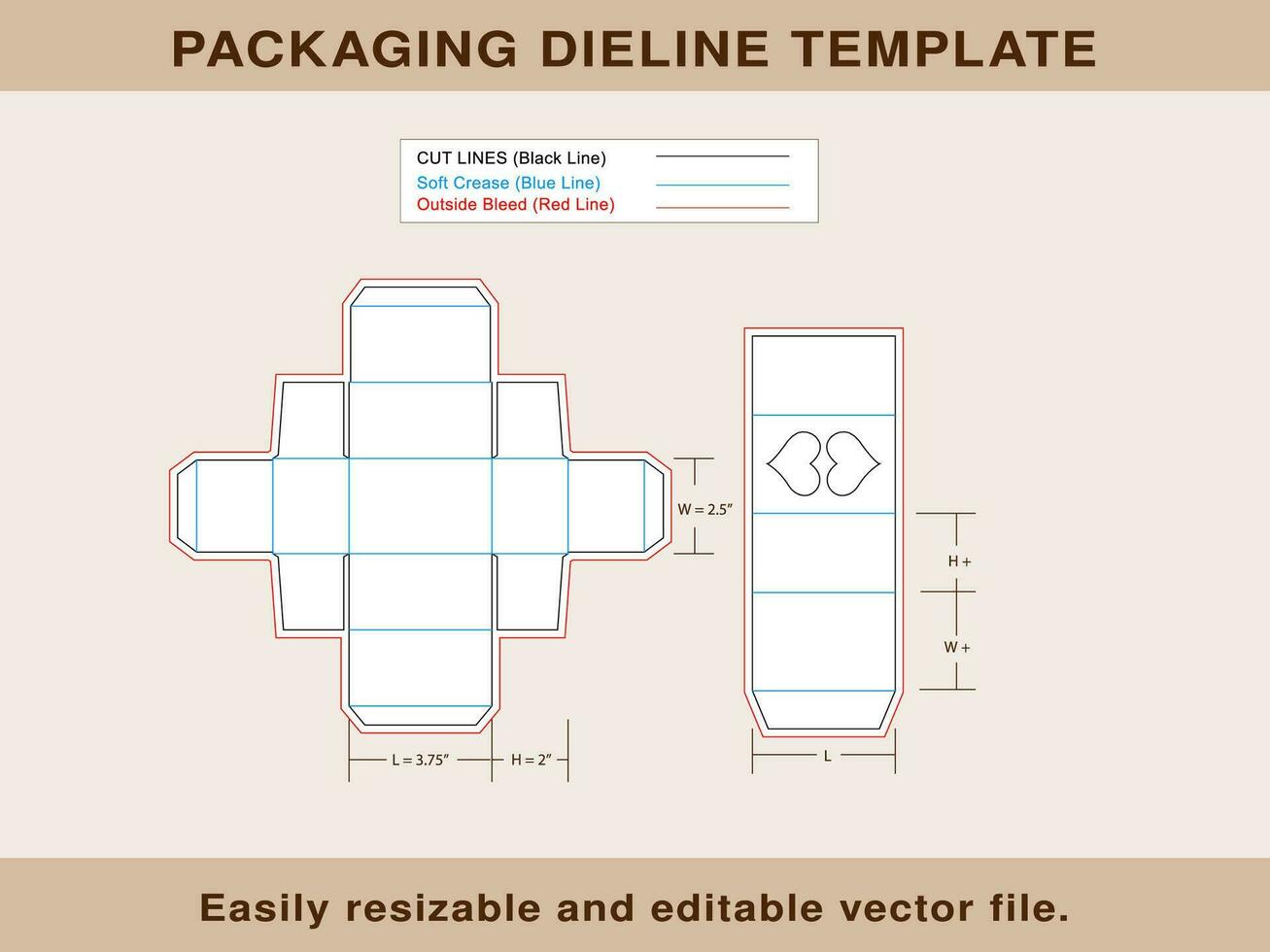 Heart Macaron Window Box, Dieline Template, vector
