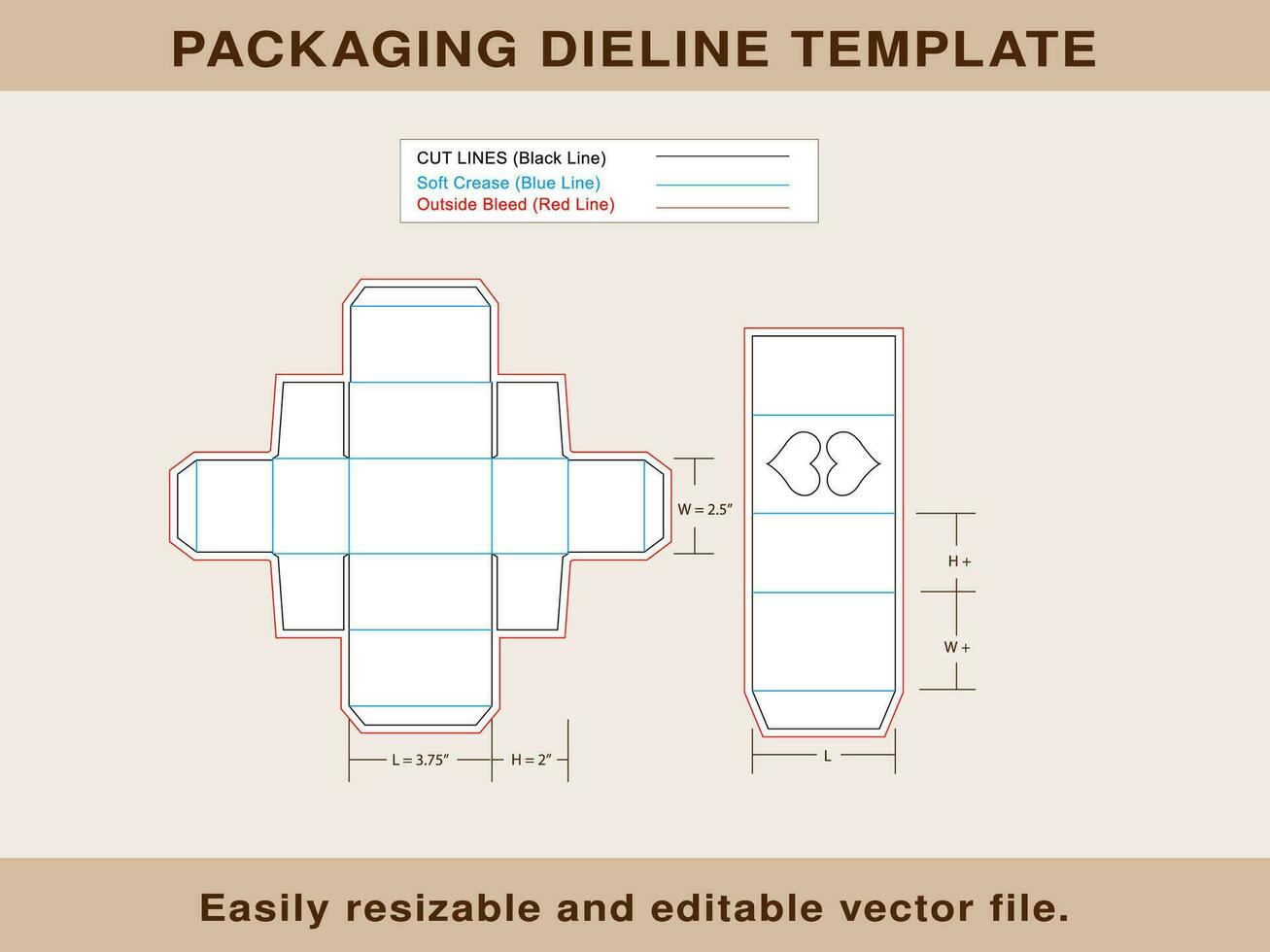 corazón macaron ventana caja, dieline plantilla, vector