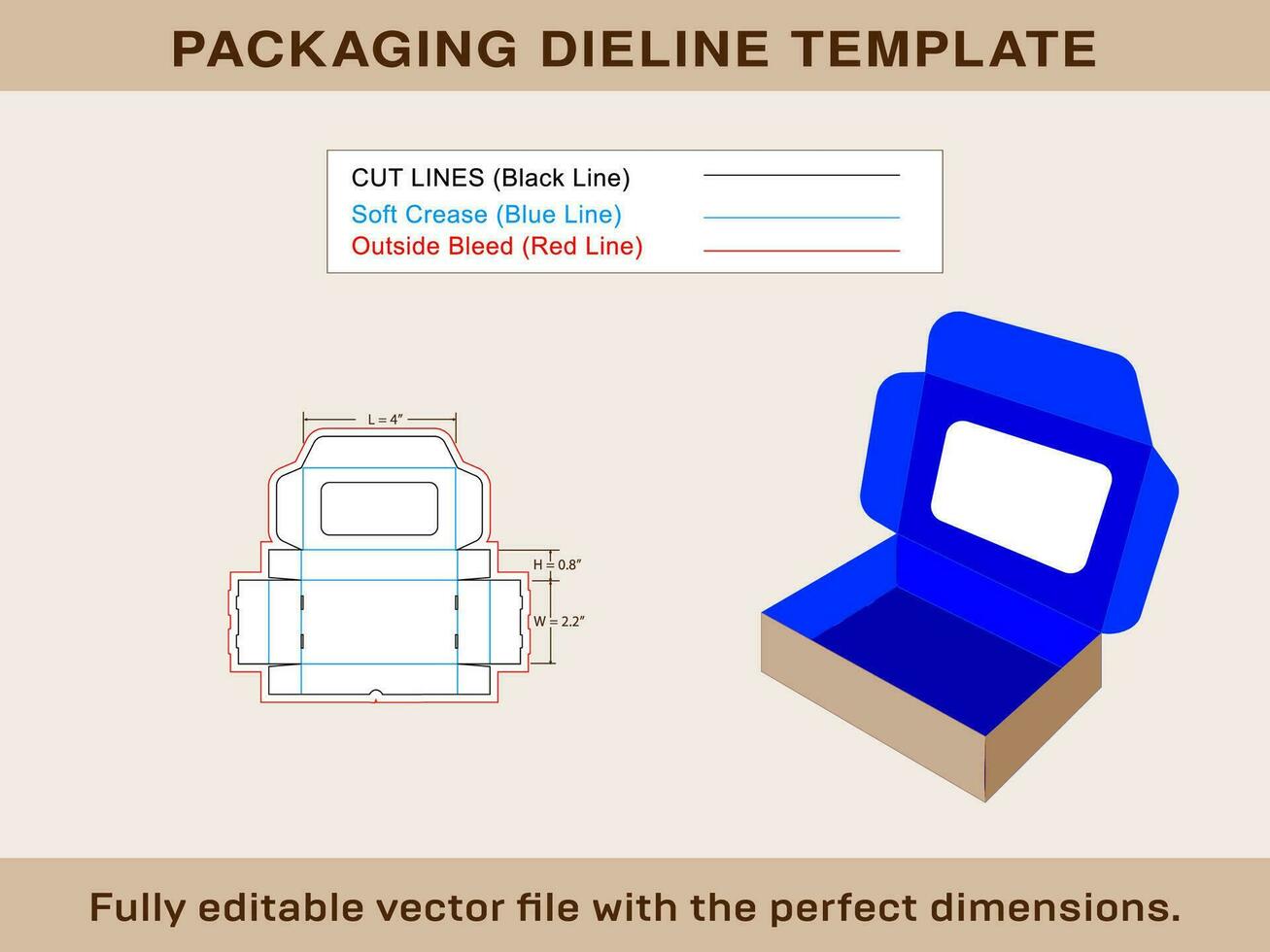Rectangle Box, Gift Box, Dieline Template, vector