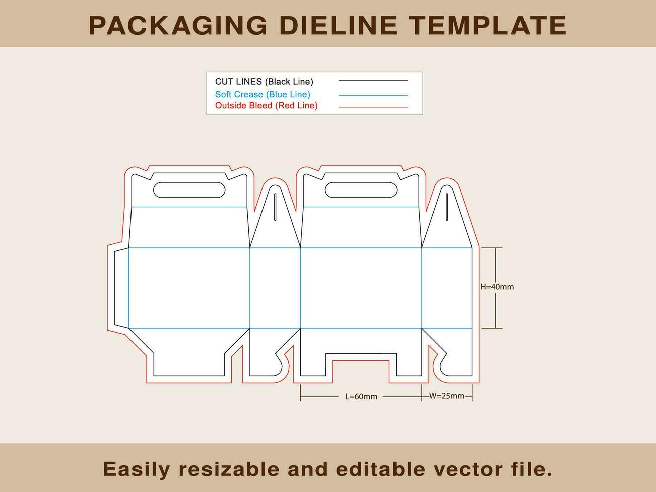 Large Gable Box Dieline Template Design vector