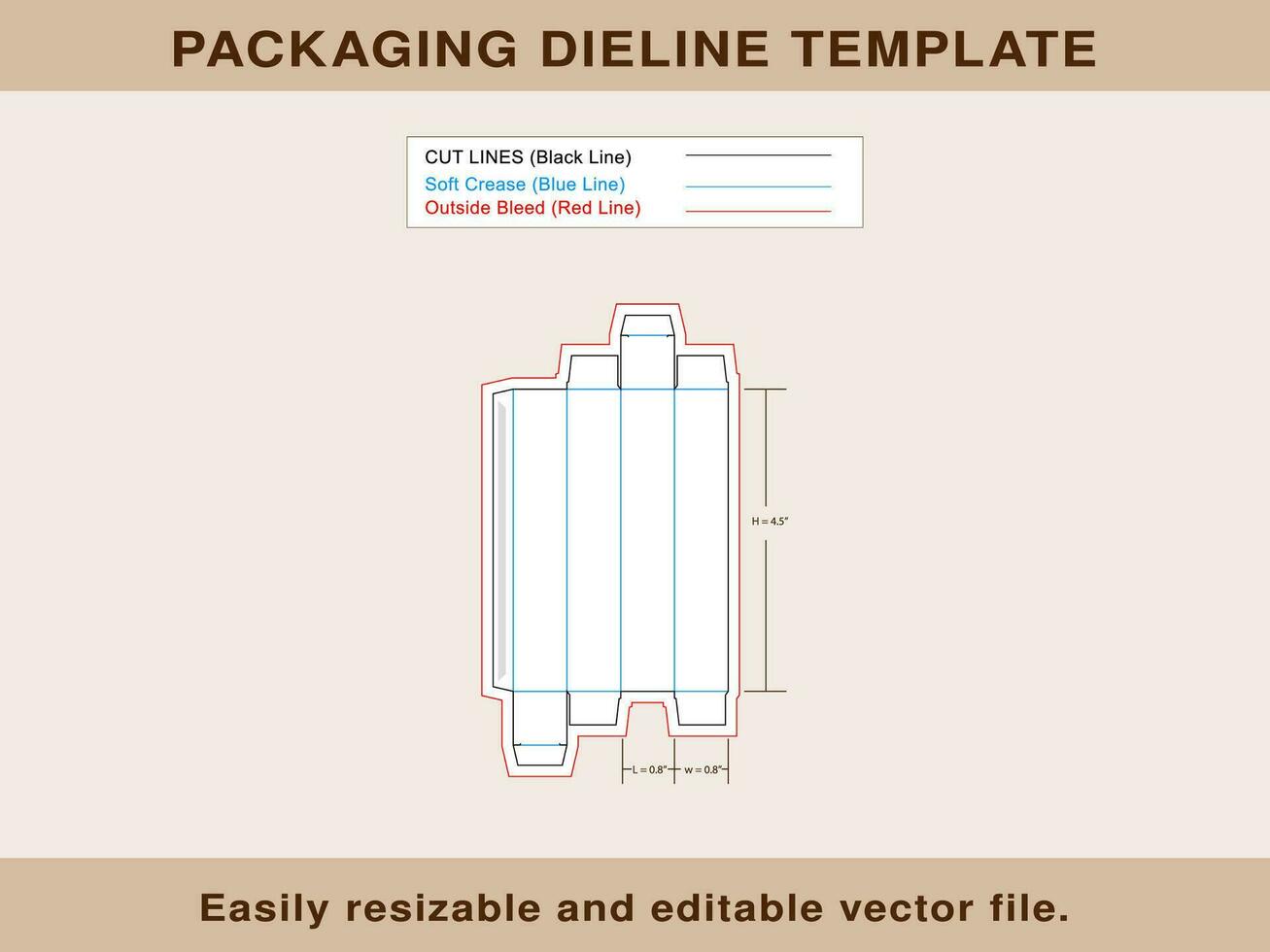 Pen Box Dieline Template, Vector File