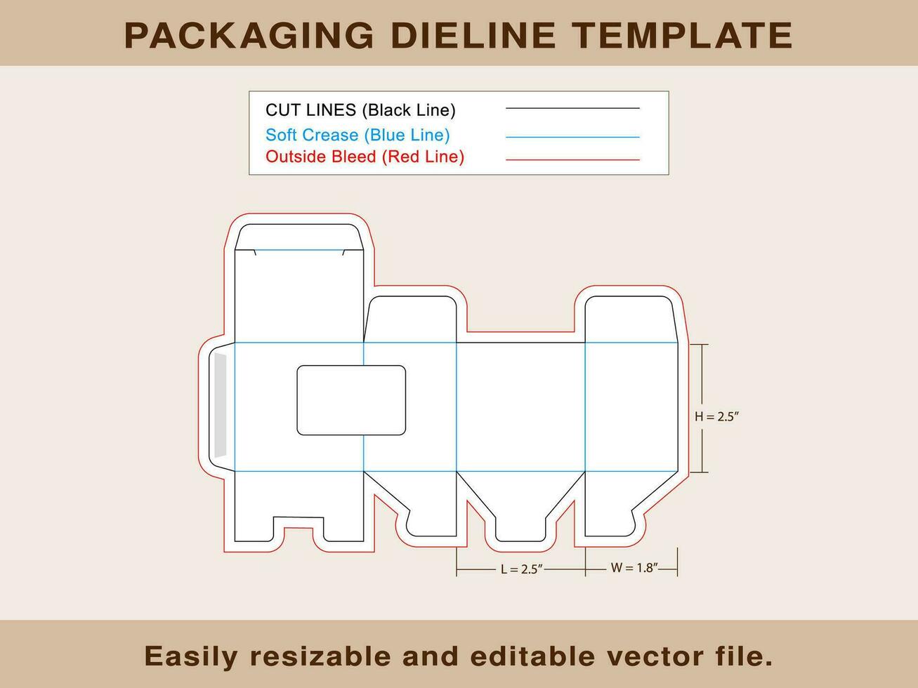 grande regalo caja con ventana dieline plantilla, vector