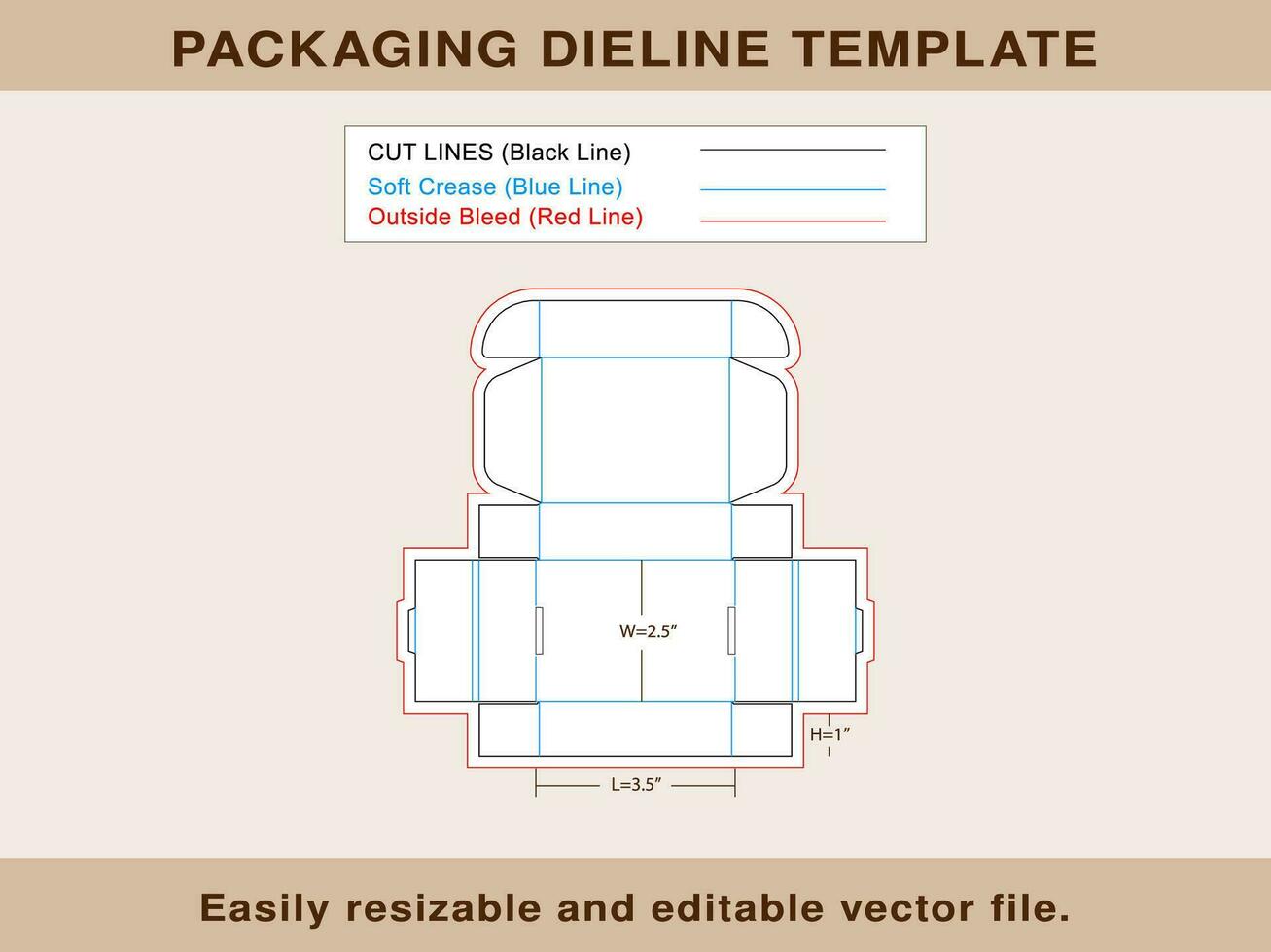 Mailer Box, Gift Box, Storage Box Dieline Template vector