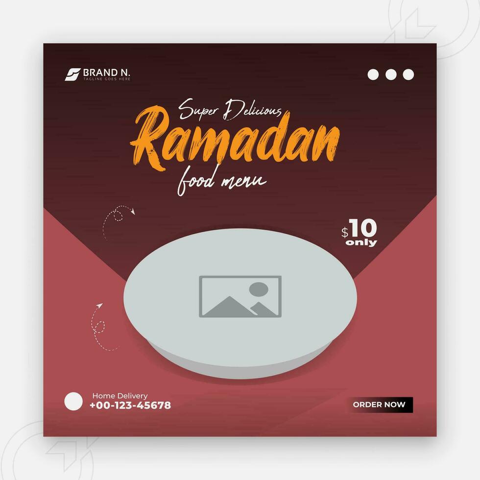 Special Ramadan Kareem Iftar date fall social media cover design, delicious Ramadan food menu post template, discount offer, restaurant web banner, abstract red colorful shape gradient background vector