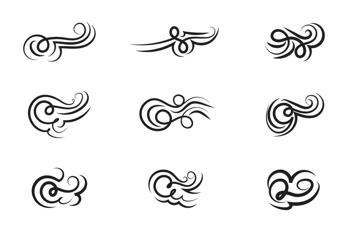 Vintage Filigree Swirls, calligraphy Tattoo style Decorative Elements, Text Ornaments curly line swings swashes, Flourishes Swirls Elegant ornate, flourish Swirl ornament stroke, scroll design vector