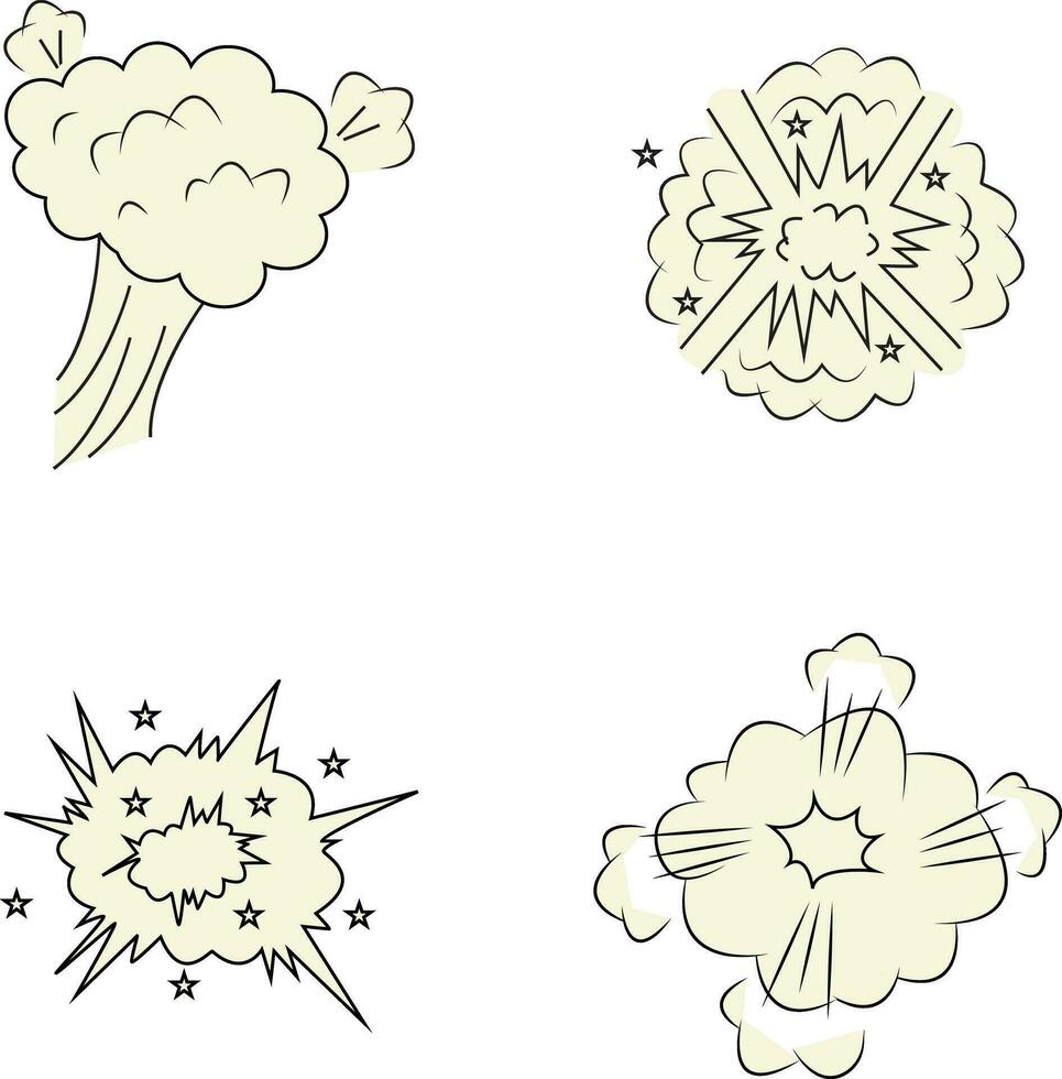 Collection of Comics Explosion Clouds. Speech Bubble Elements vector