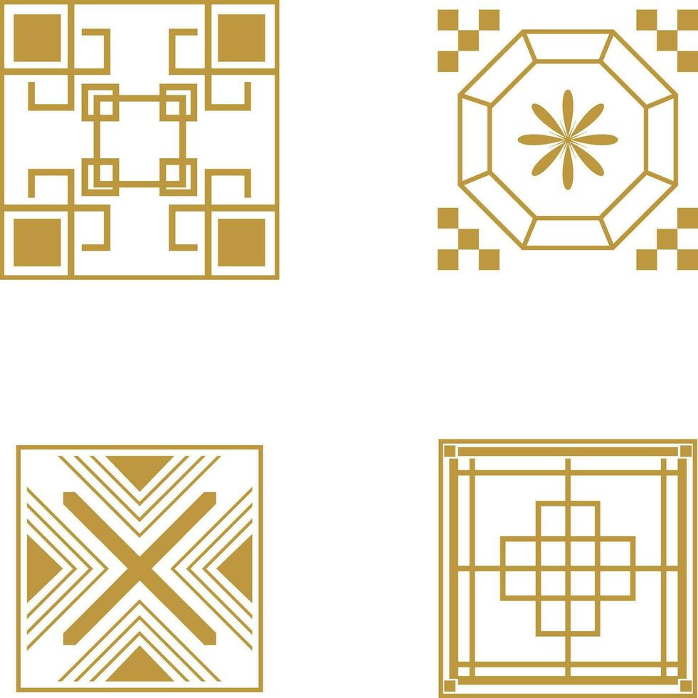 Traditional Chinese Pattern Icon Collection. Oriental Style. Isolated Vector