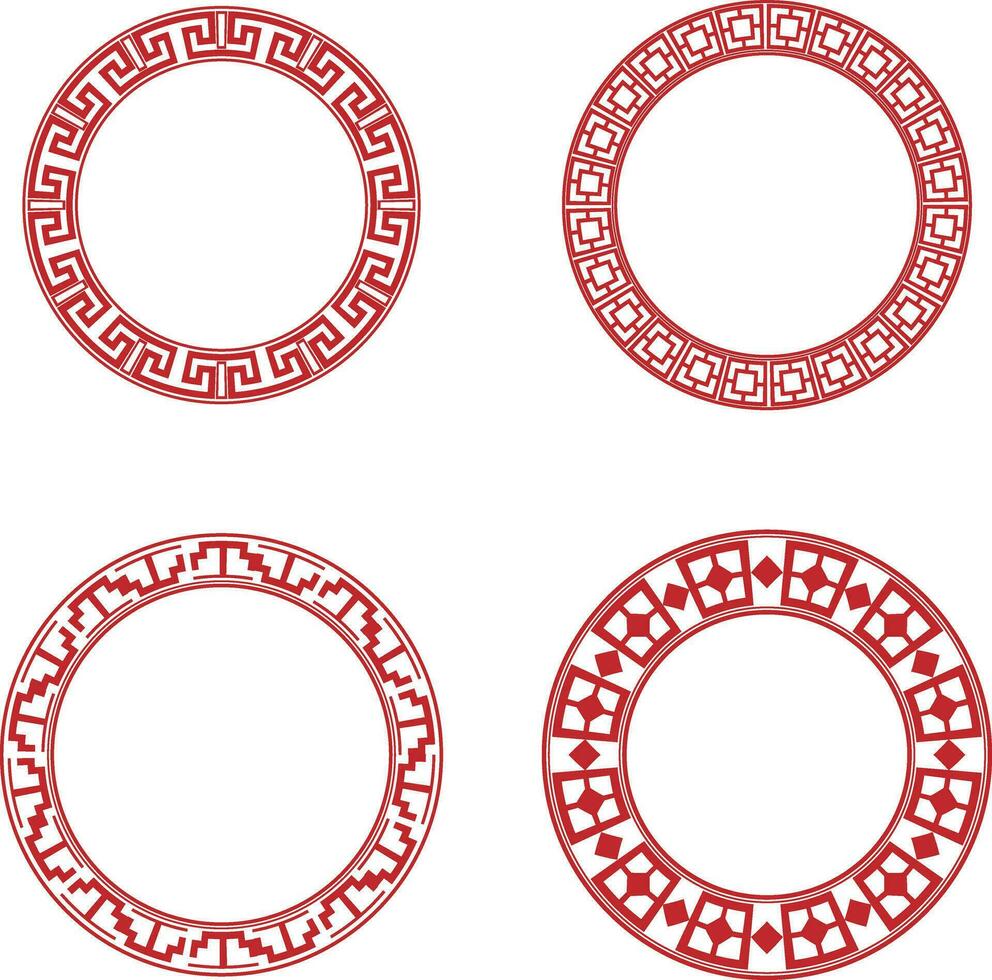 colección de rojo chino circulo marco. asiático oriental estilo. vector ilustración