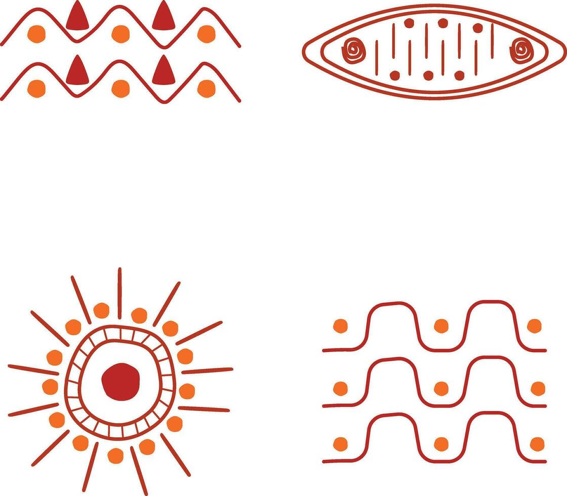 Hand Drawn Abstract African Shapes. With Different Pattern. Vector Illustration