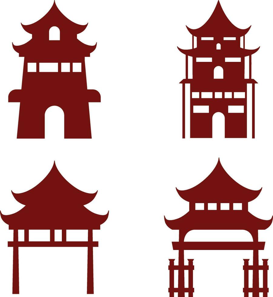 colección de chino tradicional edificio. chino templo. vector ilustración