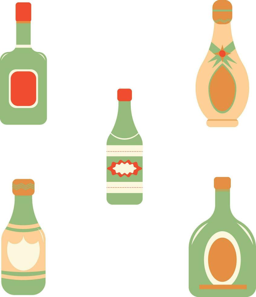conjunto de varios botellas en plano diseño estilo vector