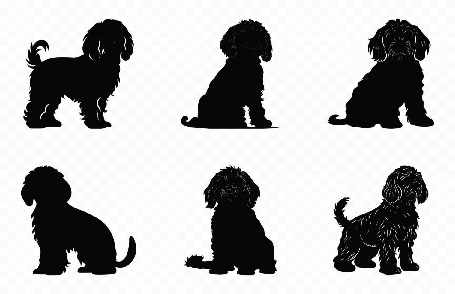 Set of Cockapoo Dogs vector Black Silhouette Free