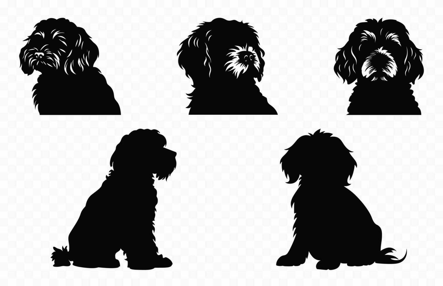 cockapoo perro siluetas negro vector gratis colección