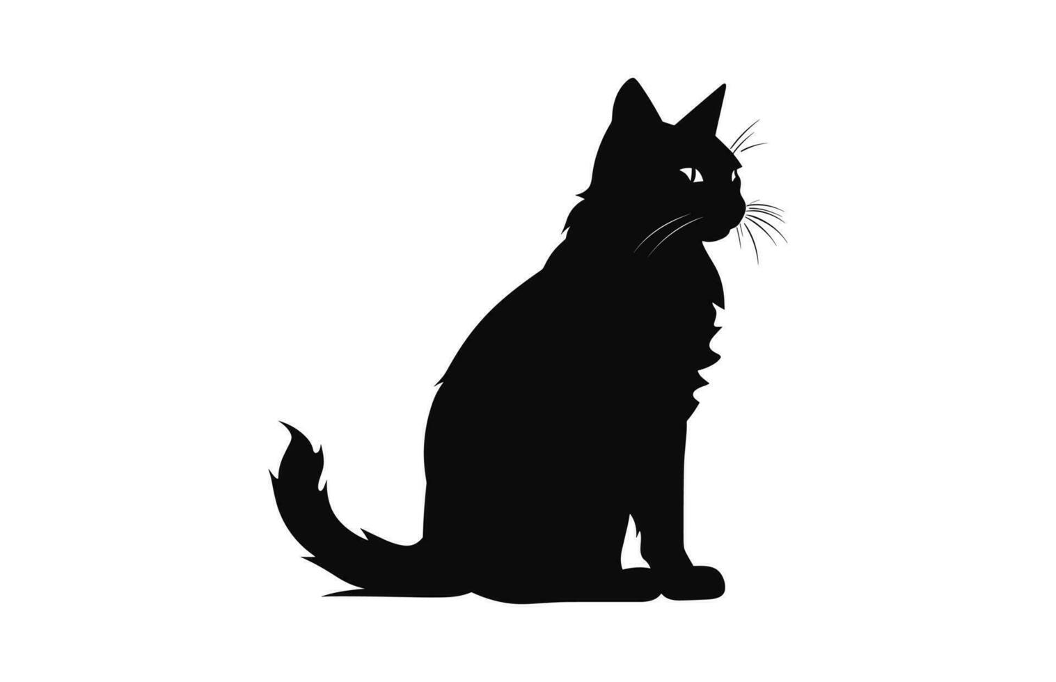 Cat Silhouette black Vector isolated on a white background