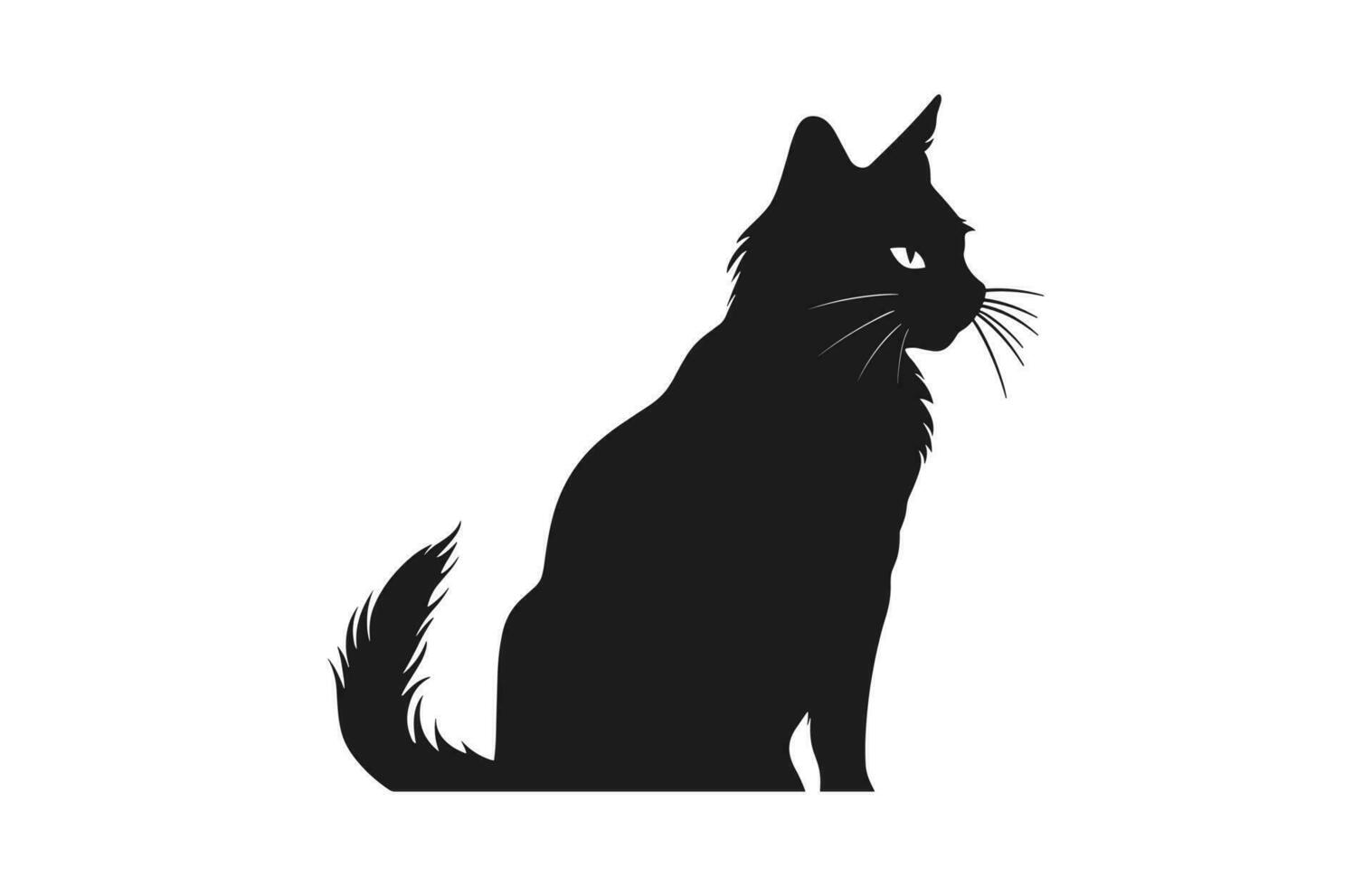 Lynx Cat Silhouette black Vector isolated on a white background