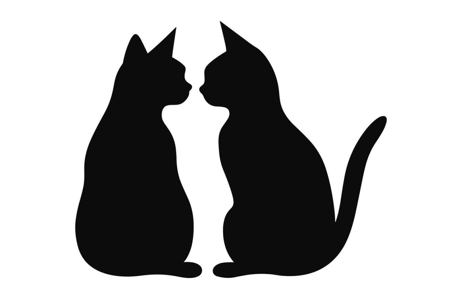 A Couple Cat black Silhouette Vector isolated on a white background