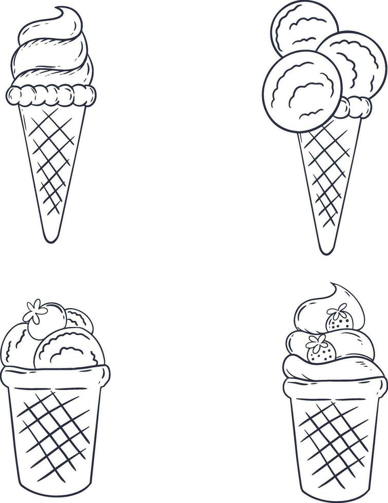 Ice Cream Yummy With Flat Design. Vector Illustration