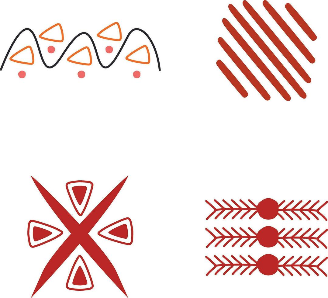 Hand Drawn Abstract African Shapes. With Different Pattern. Vector