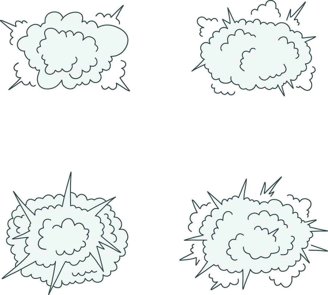 Comics Explosion Clouds Set vector