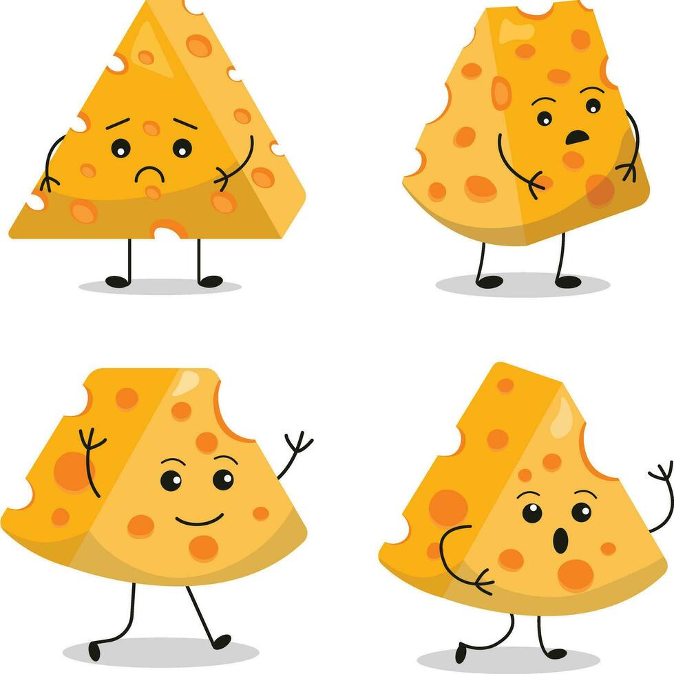 Cheese Lovers Day Character Elements Set. Isolated On White Background vector