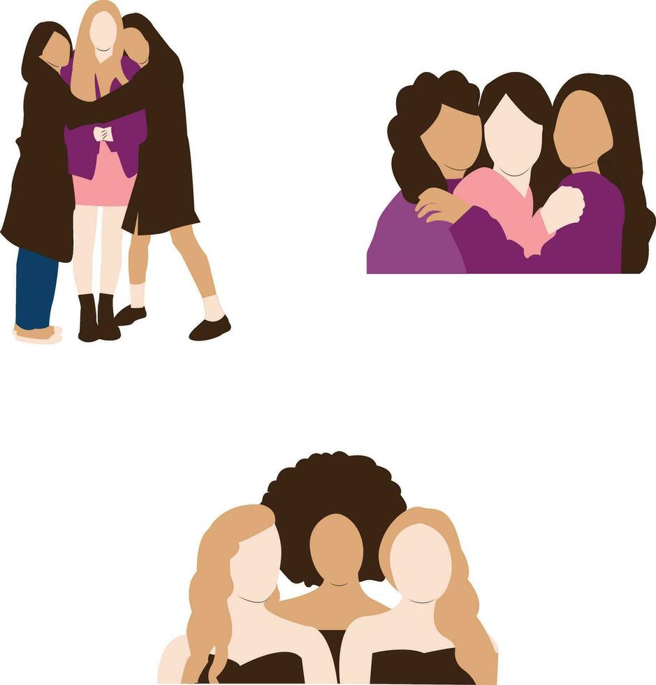 International Women's Day Cartoon Set. Vector Illustration