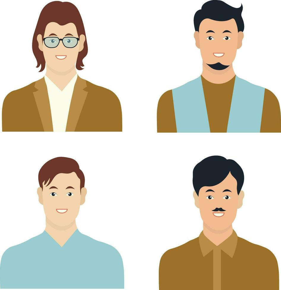 Collection of Business Man Avatar Character. User Profile. Isolated Vector