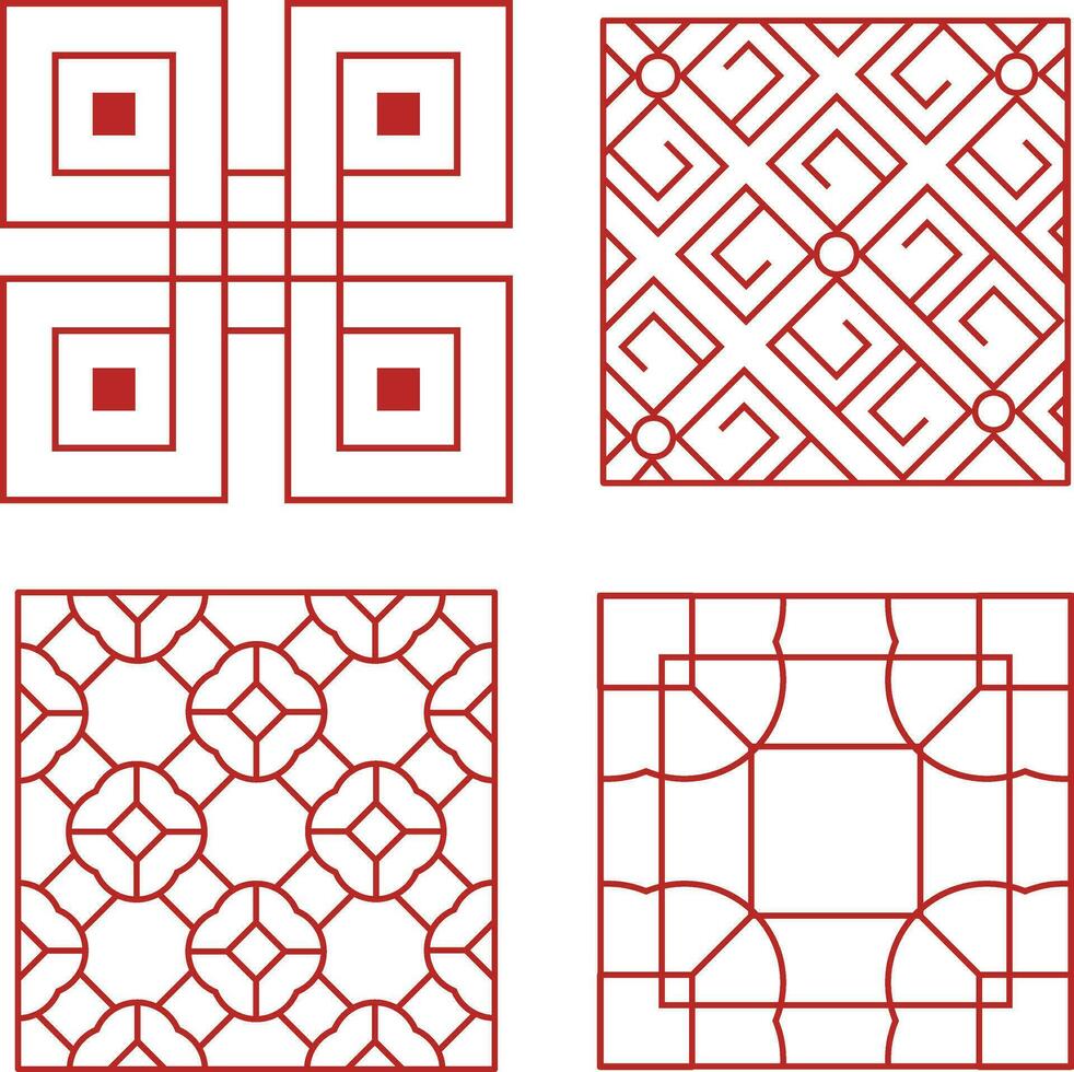 Traditional Chinese Pattern Set. Vector Illustration