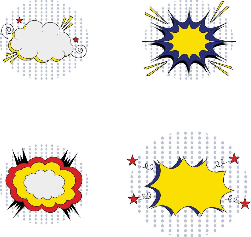 Comic Bubble Dynamic Icons. Isolated On White Background. Vector Illustration Set