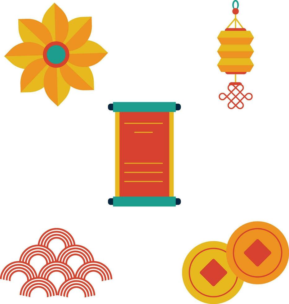 Chinese New Year Elements Set. Vector Flat Illustration.