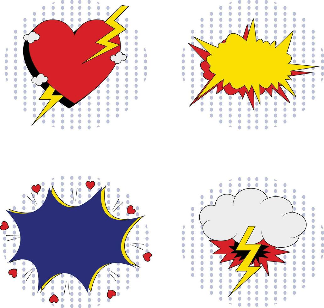 Comic Bubble Dynamic Icons. Isolated On White Background. Vector Illustration Set