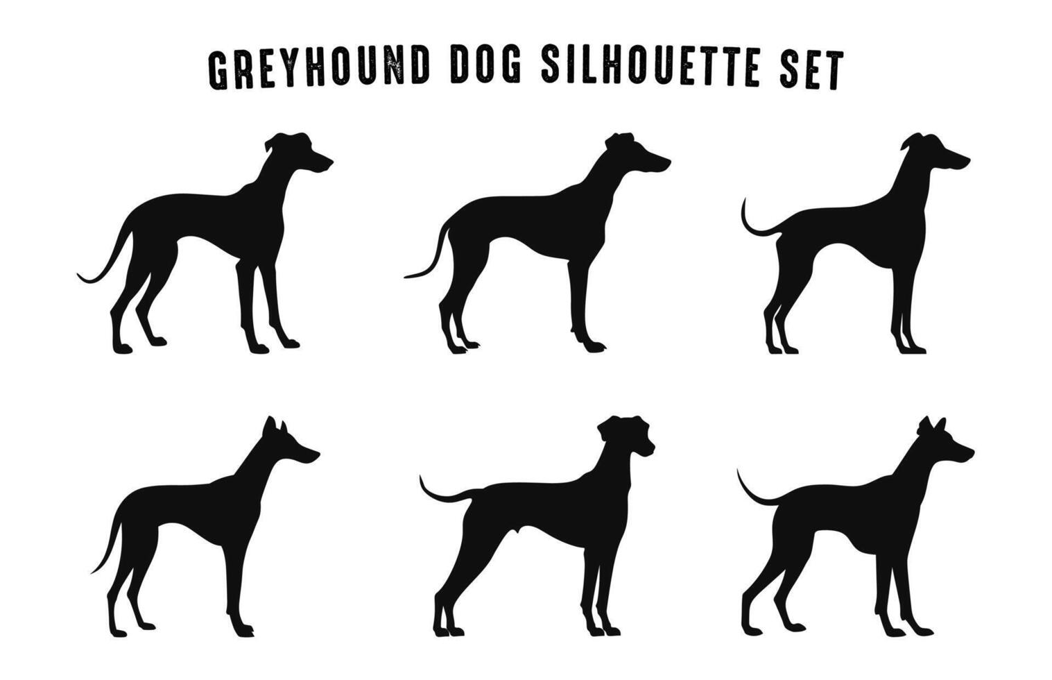 conjunto de galgo perro silueta vector gratis