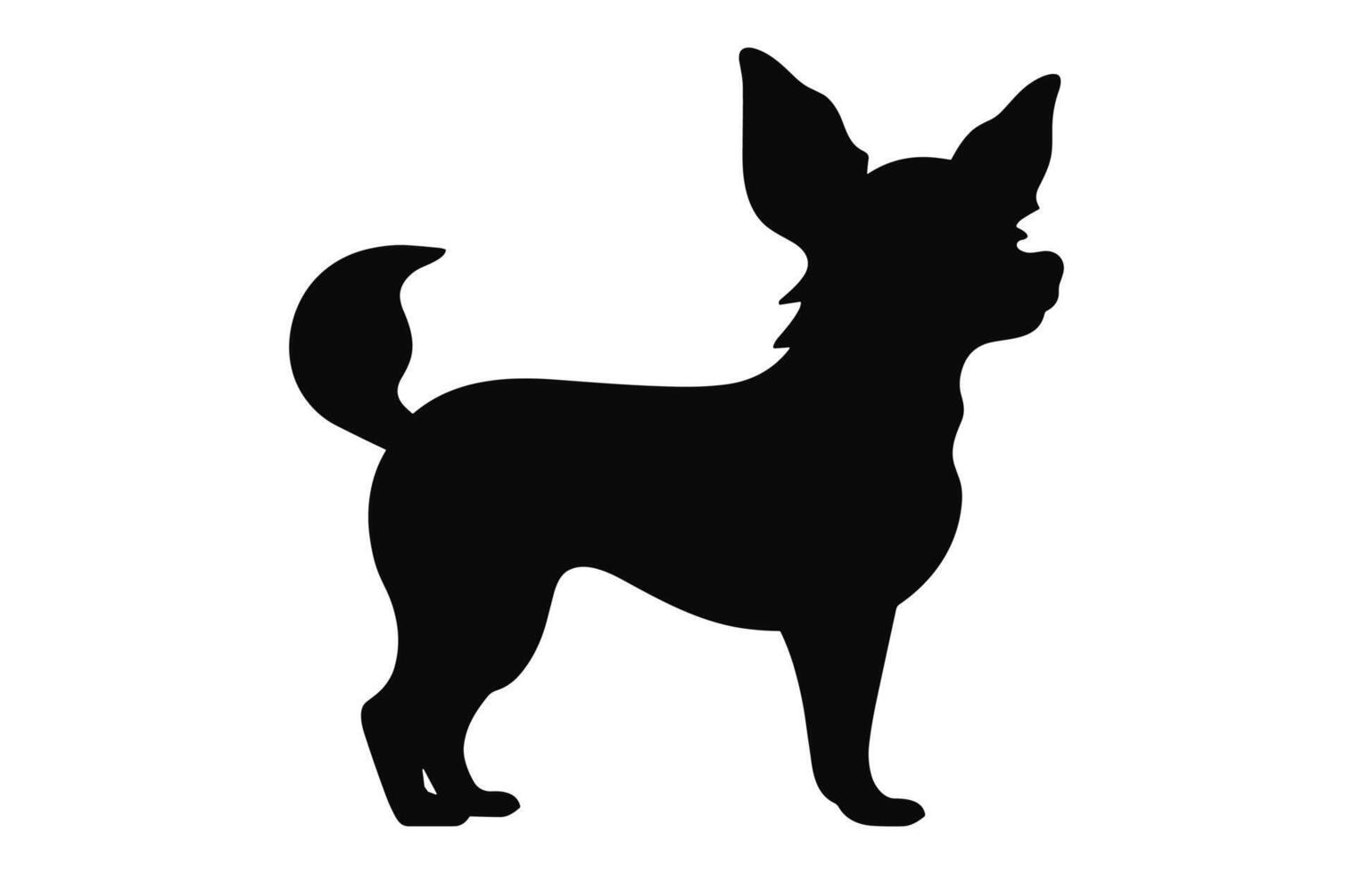 A Chihuahua Dog black Silhouette vector isolated on a white background