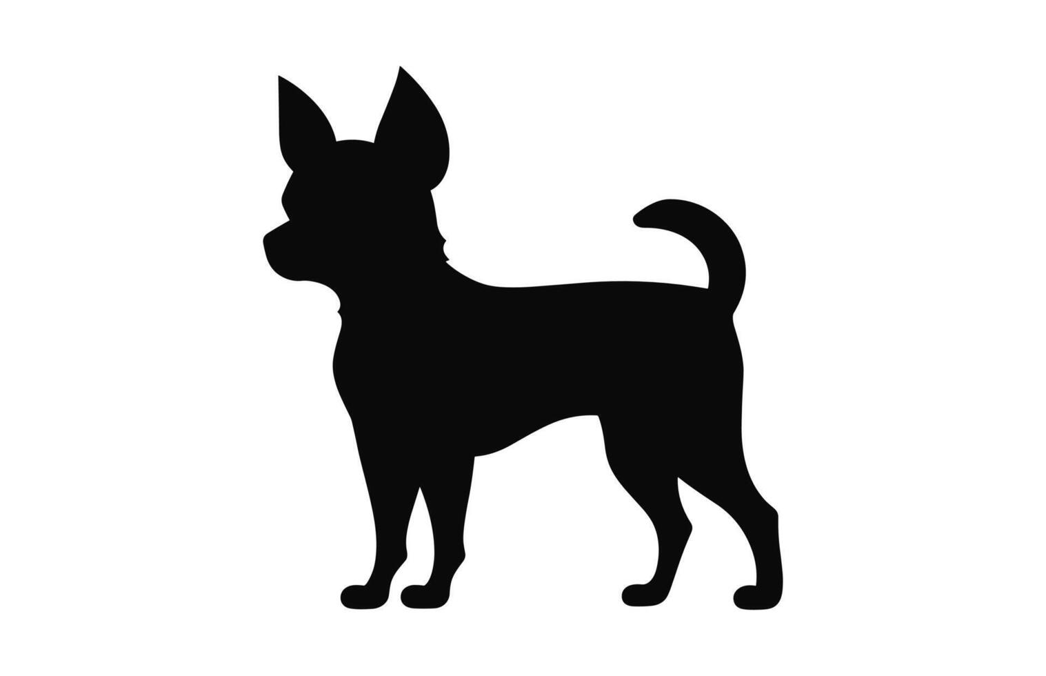 A Chihuahua Dog black Silhouette vector isolated on a white background