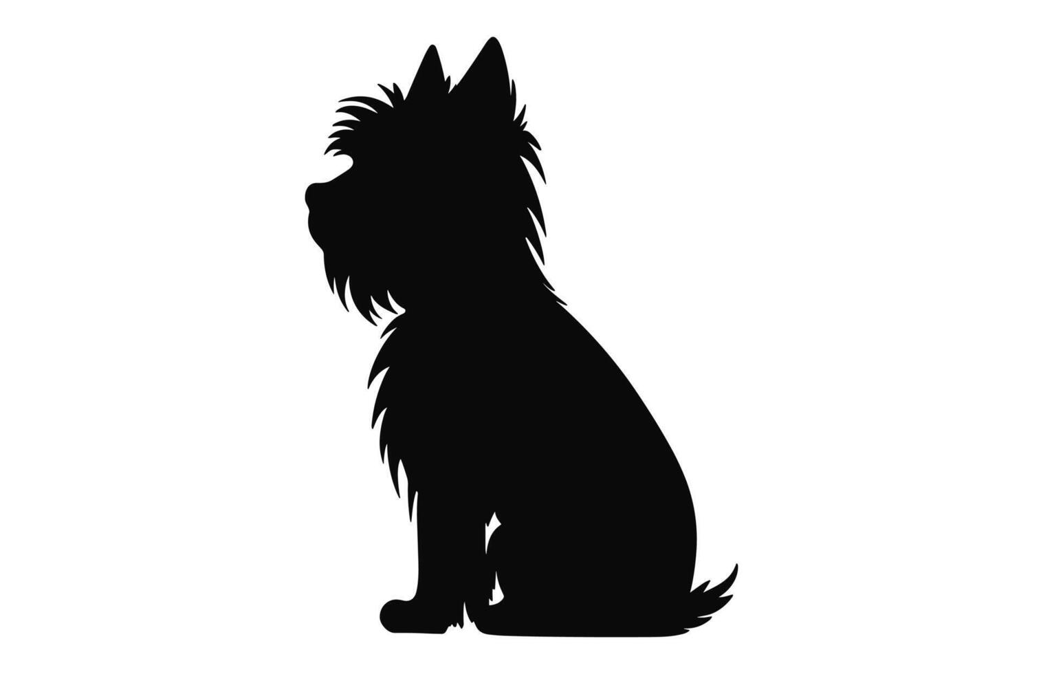 un Yorkshire terrier perro negro silueta vector gratis