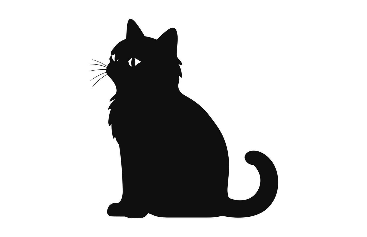 un exótico cabello corto gato negro silueta vector gratis