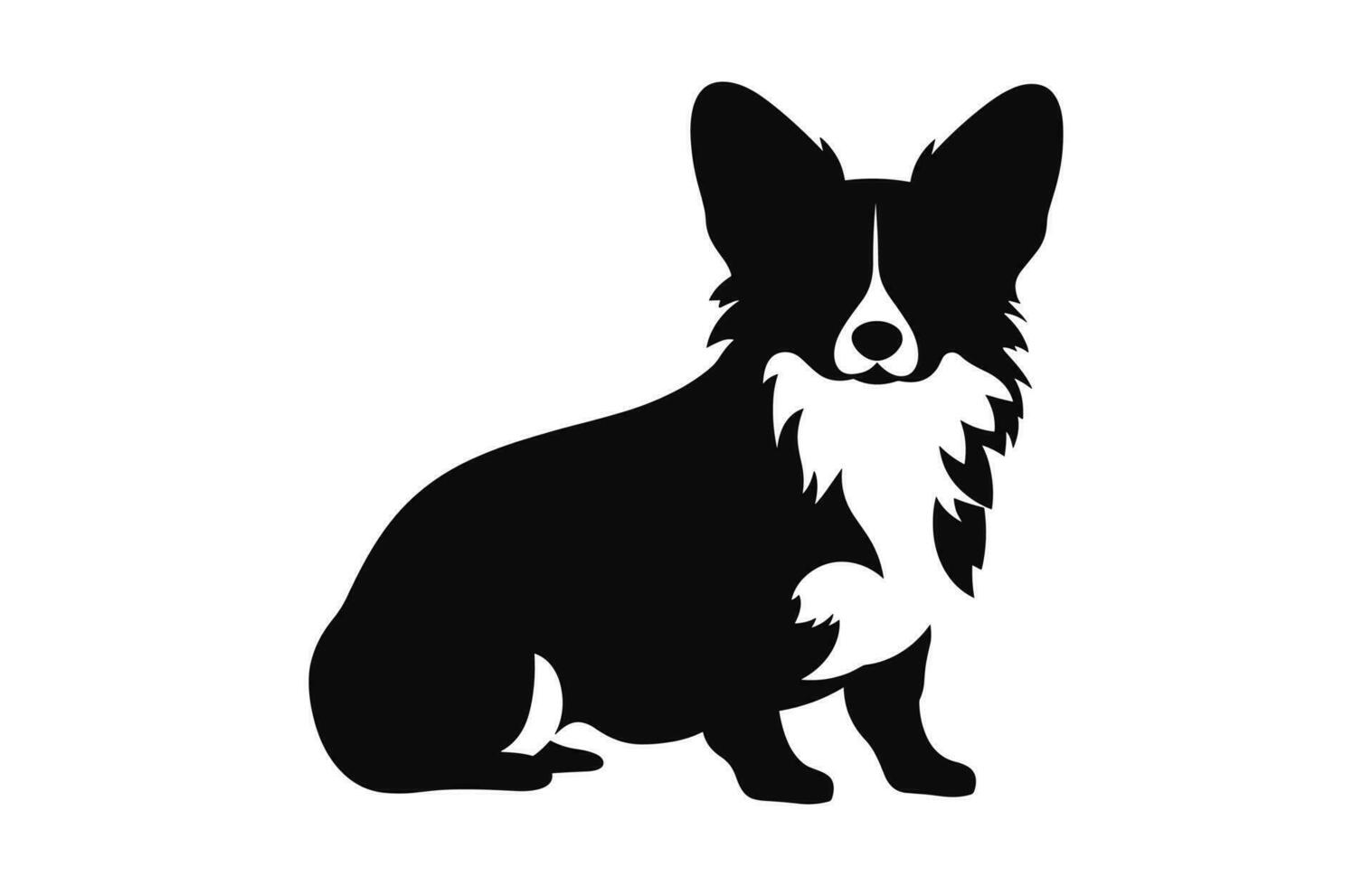 A Corgi Dog black vector Silhouette isolated on a white background