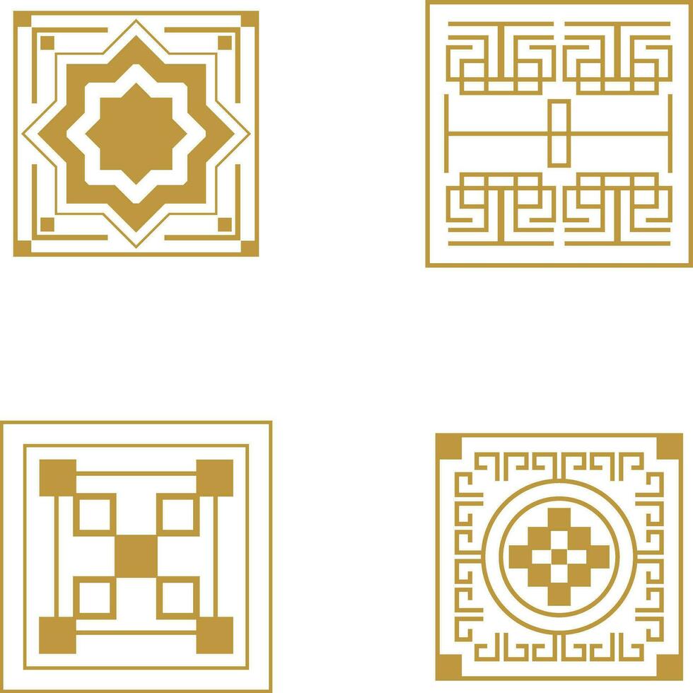 Traditional Chinese Pattern Icon Collection. Oriental Style. Isolated Vector