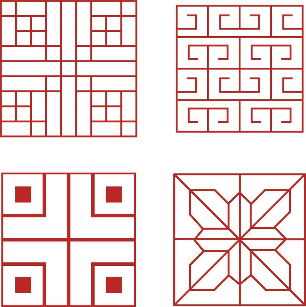 Traditional Chinese Pattern Set. Vector Illustration