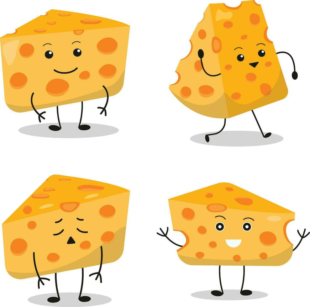 Cheese Lovers Day Character Elements Set. Isolated On White Background vector