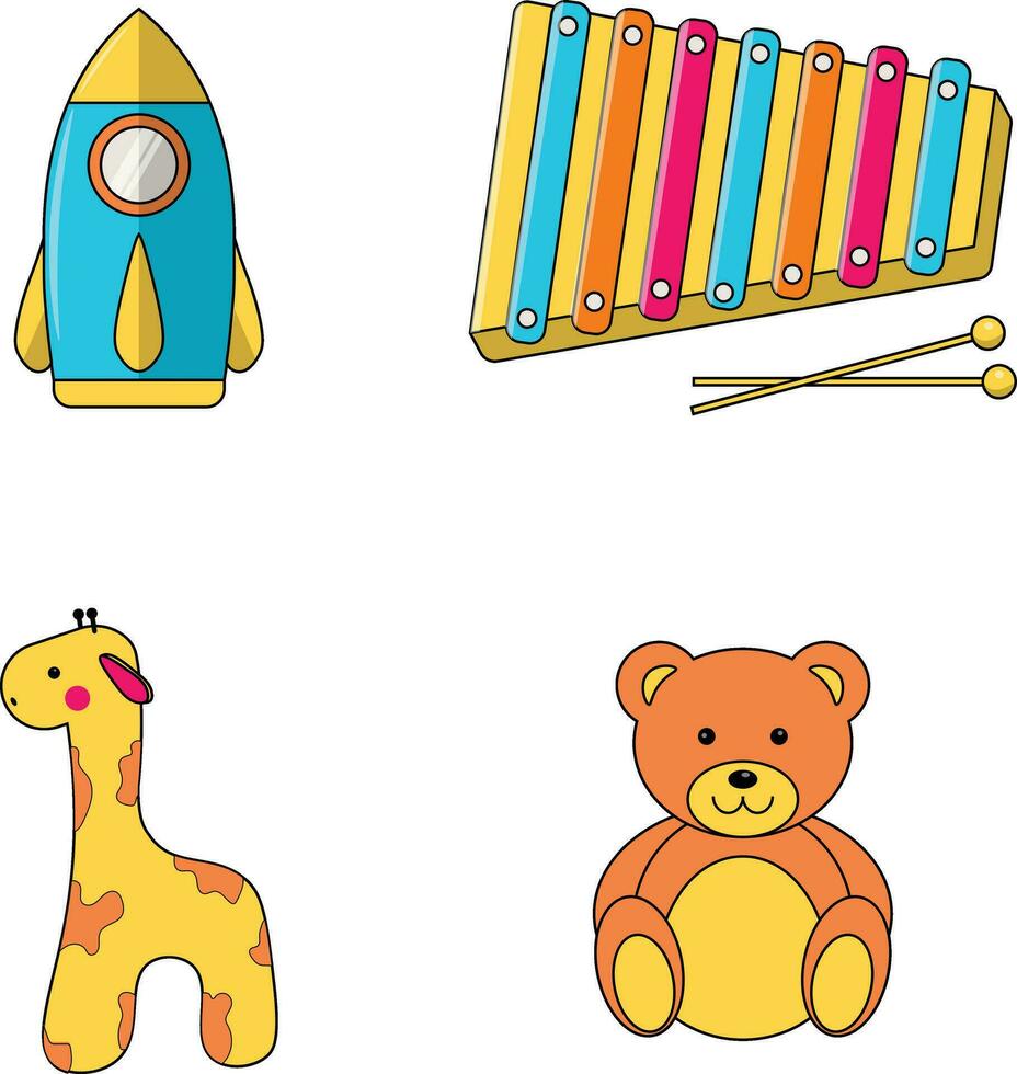 Collection of Children's Toys. vector