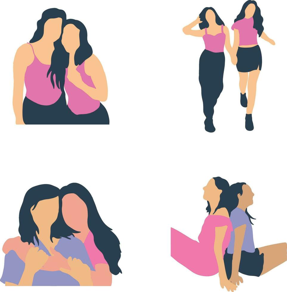 International Women Day Icon Set. With Flat Design. Vector Illustration