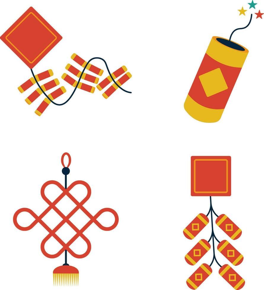 chino nuevo año elementos colocar. vector plano ilustración.